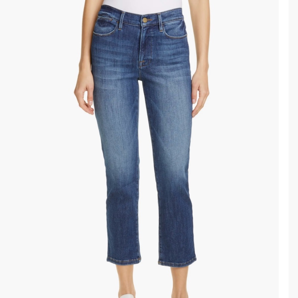 Frame Denim Le High Straight Bestia Medium Wash